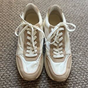 Zara White and Tan Women's Sneakers